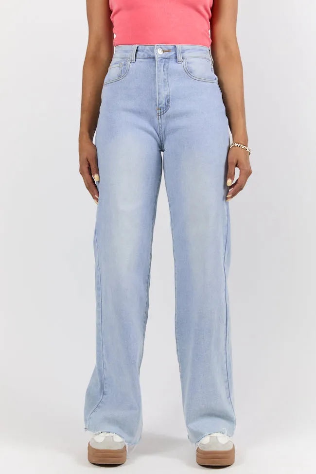 Kelsea Light Wash Wide Leg Jeans,Women Pants