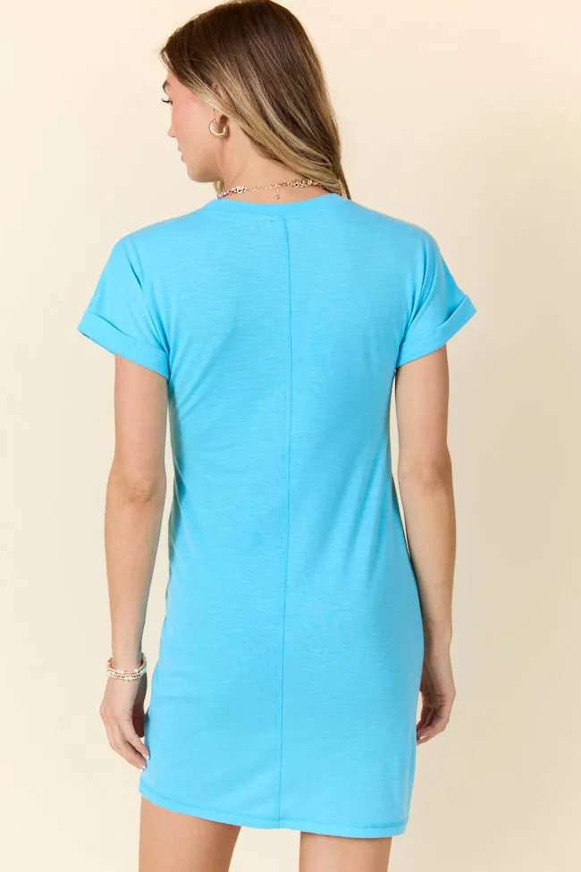 Knot My Type Blue T-Shirt Dress SALE,Daily Outfit
