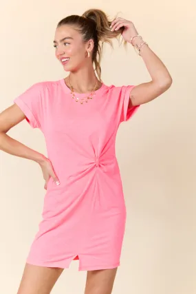 Knot My Type Coral T-Shirt Dress SALE,Daily Outfit