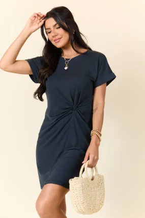 Knot My Type Dark Grey T-Shirt Dress SALE,Daily Outfit