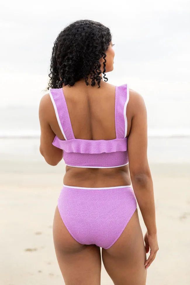 Let's Sea What Happens Purple Ruffle Detail Bikini Bottom SALE,Swimwear