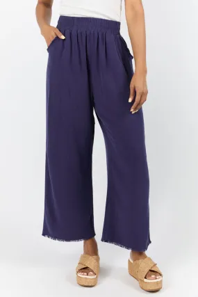 Look Your Best Navy Frayed Detail Ankle Length Pants,Women Pants