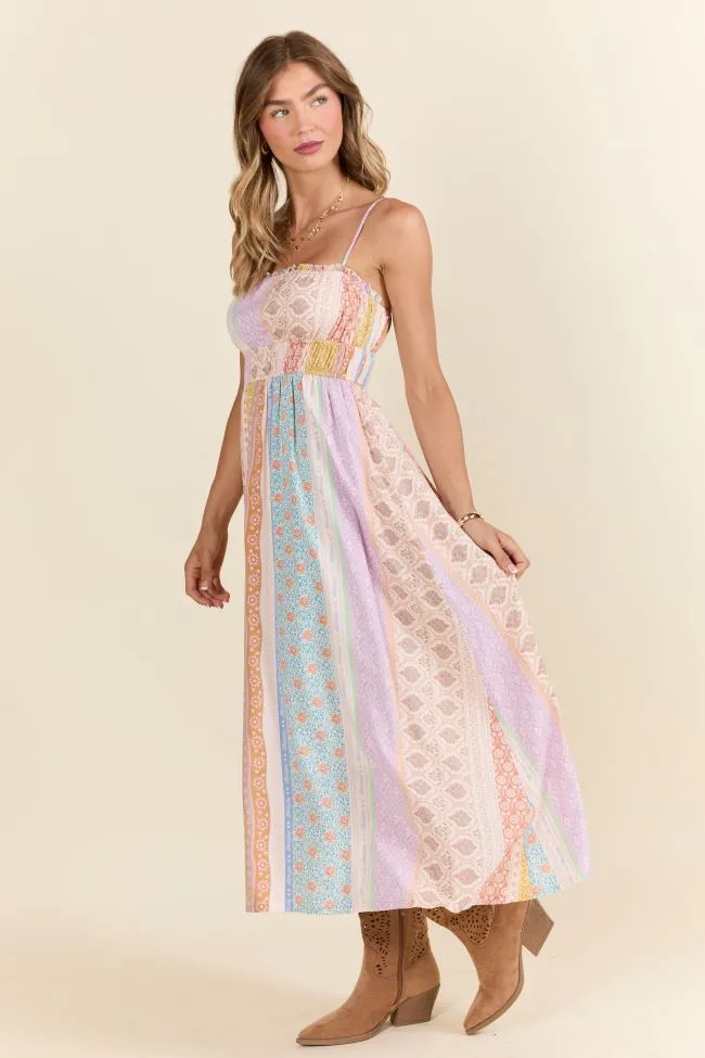 Lovingly Yours Multi Patchwork Print Midi Dress,Daily Outfit
