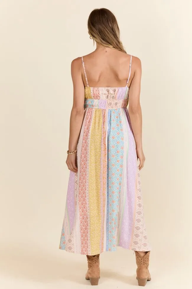 Lovingly Yours Multi Patchwork Print Midi Dress,Daily Outfit