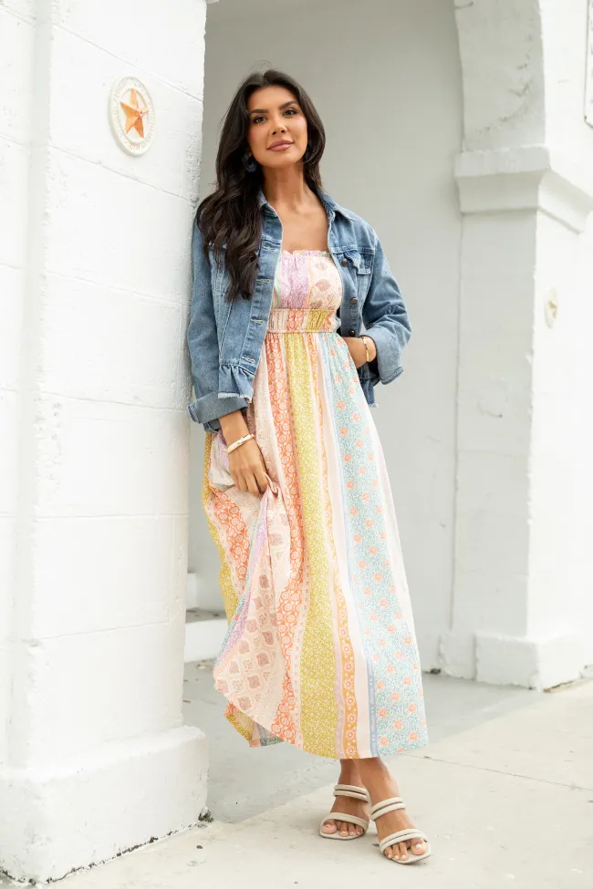 Lovingly Yours Multi Patchwork Print Midi Dress,Daily Outfit