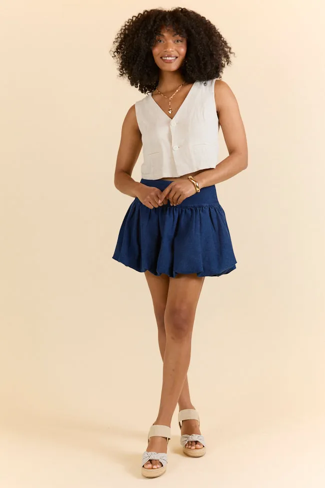 Lowcountry Luxury Dark Wash Bubble Hem Denim Skirt,Women Skirts Comfort