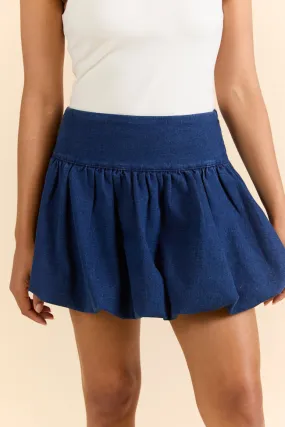 Lowcountry Luxury Dark Wash Bubble Hem Denim Skirt,Women Skirts Comfort