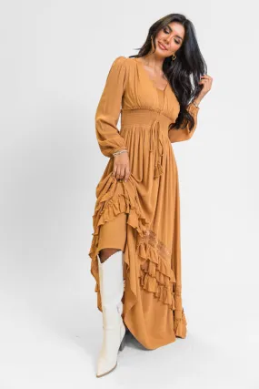 Lucky To Have You Camel Maxi Dress SALE,Daily Outfit
