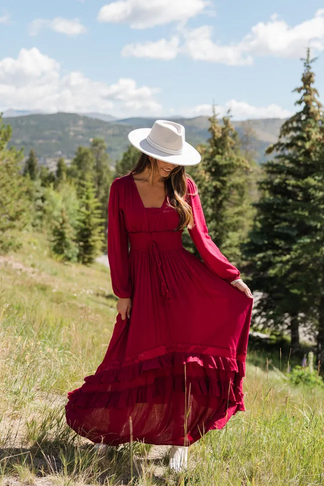 Lucky to Have You Wine Maxi Dress SALE,Daily Outfit