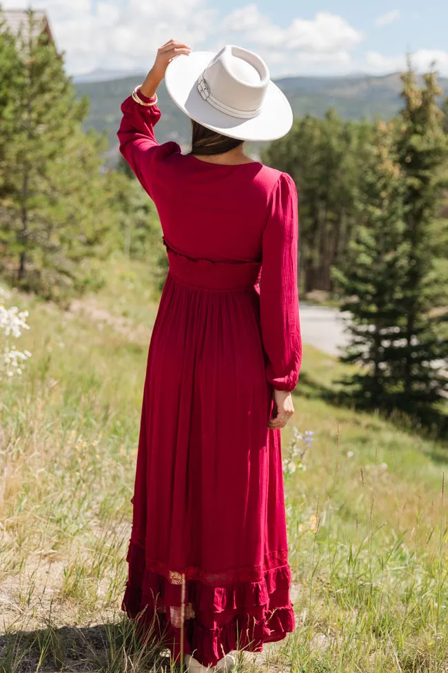 Lucky to Have You Wine Maxi Dress SALE,Daily Outfit