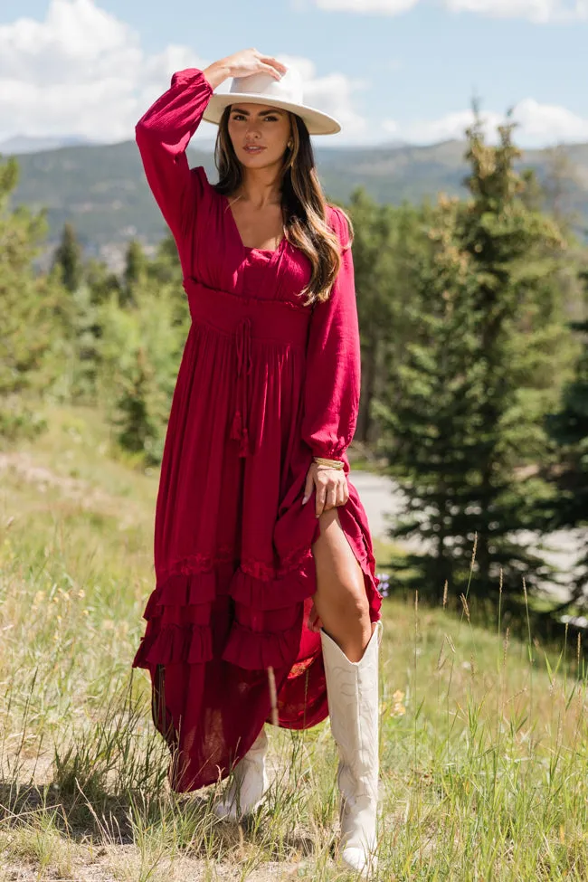 Lucky to Have You Wine Maxi Dress SALE,Daily Outfit