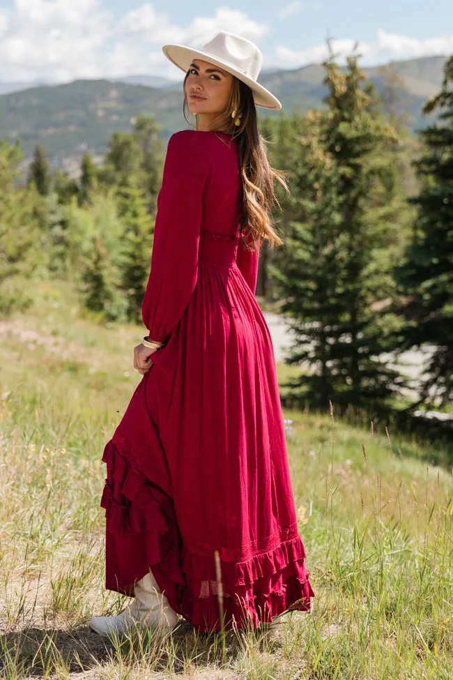 Lucky to Have You Wine Maxi Dress SALE,Daily Outfit