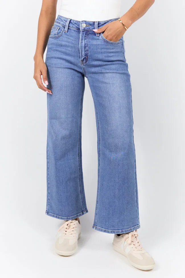 Mallory Medium Wash Ankle Length Straight Leg Jeans,Women Pants