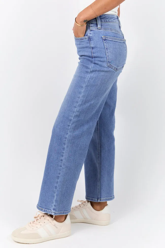 Mallory Medium Wash Ankle Length Straight Leg Jeans,Women Pants