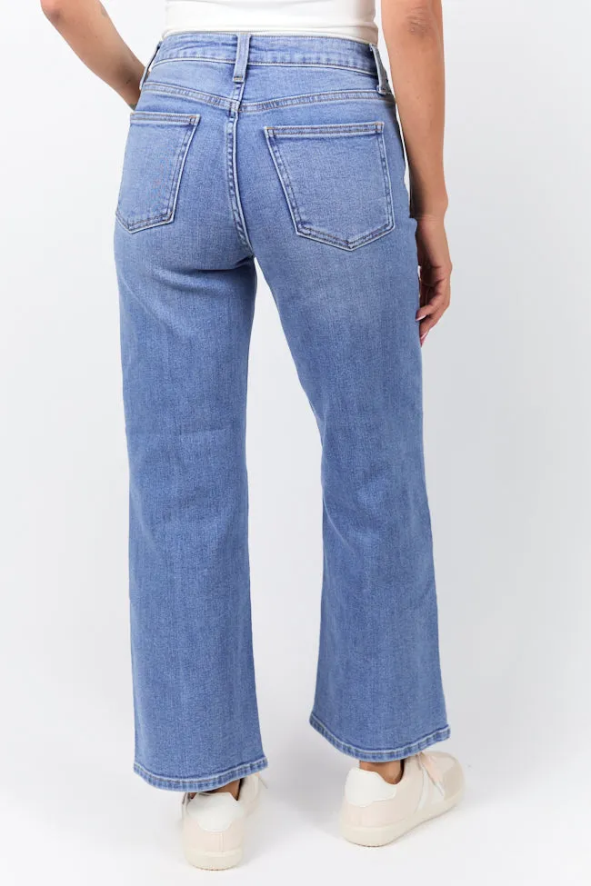 Mallory Medium Wash Ankle Length Straight Leg Jeans,Women Pants