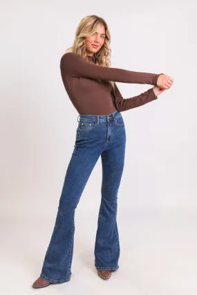 Maren Tall Dark Wash Stretchy Flare Jeans,Women Pants