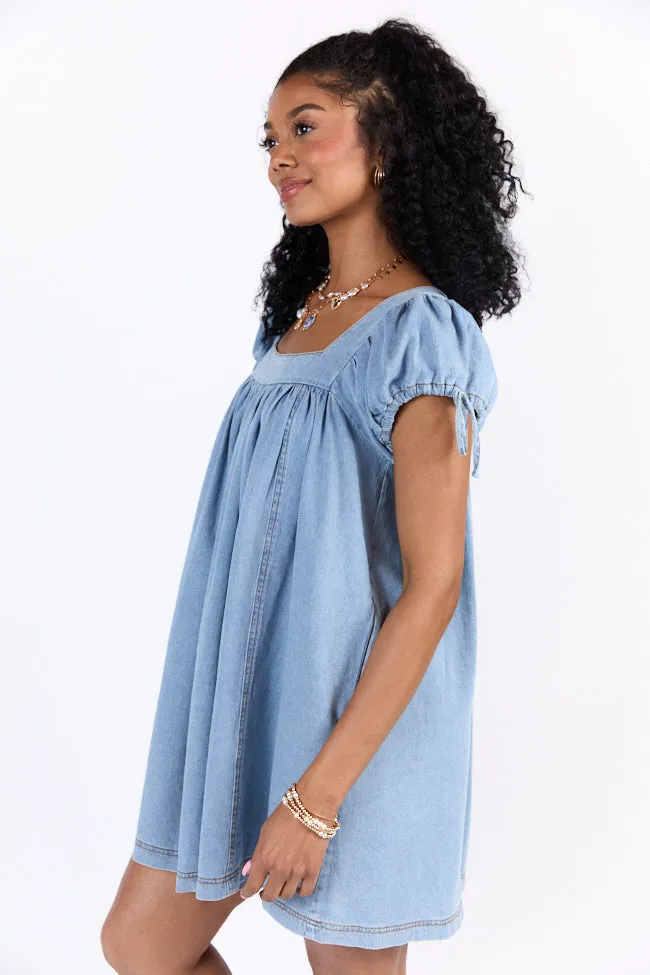 Meet Me Later Chambray Short Sleeve Swing Dress SALE,Daily Outfit