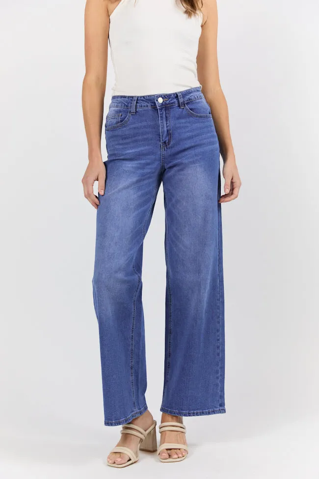 Monica Medium Wash Relaxed Jeans,Women Pants