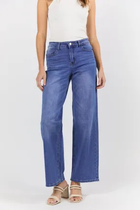 Monica Medium Wash Relaxed Jeans,Women Pants