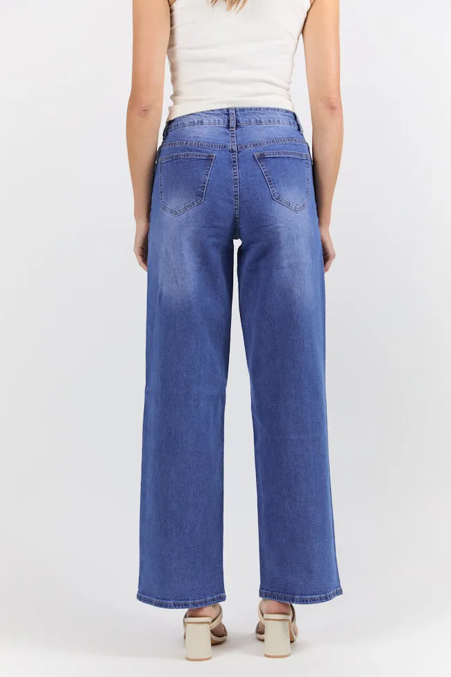 Monica Medium Wash Relaxed Jeans,Women Pants