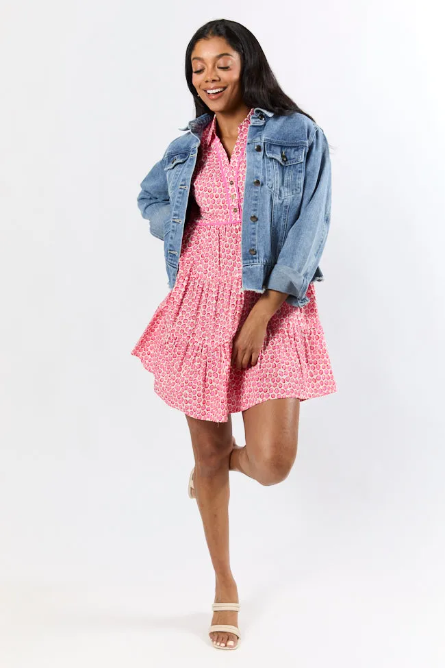 More Than Words Red and Pink Block Floral Shirt Dress SALE,Daily Outfit