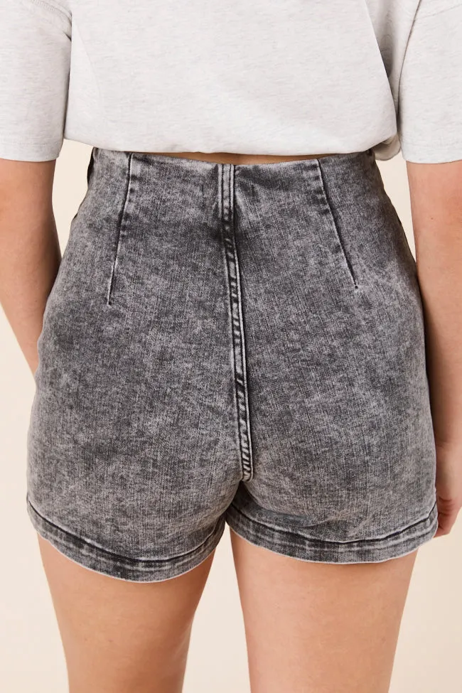 My Favorite Black Acid Wash Denim Skort,Women Skirts Comfort