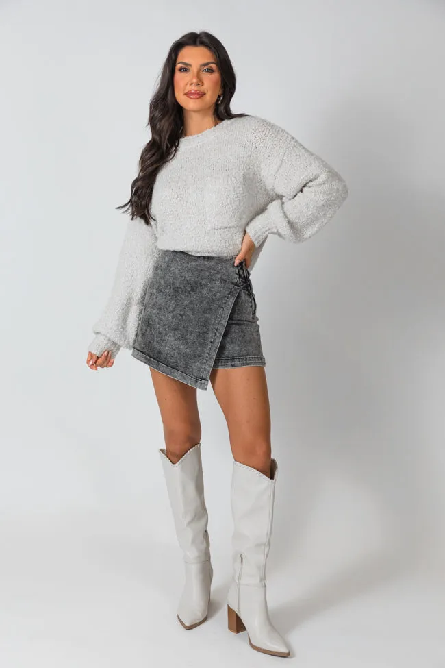 My Favorite Black Acid Wash Denim Skort,Women Skirts Comfort