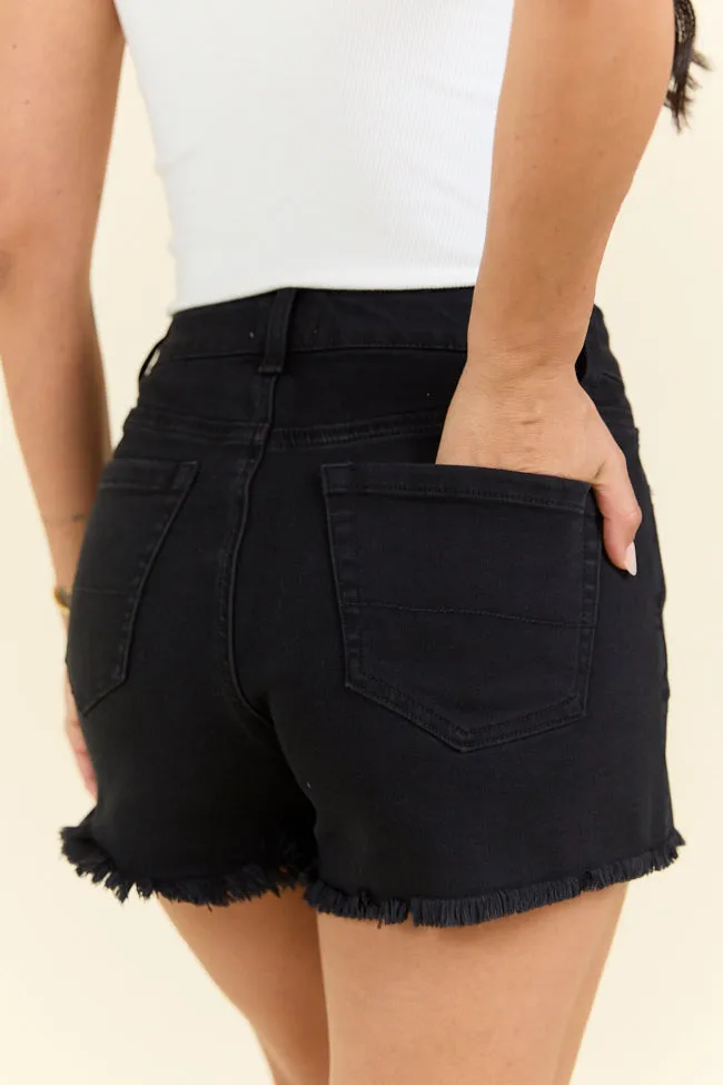 My Favorite Black Button Fly Denim Shorts,Women Shorts