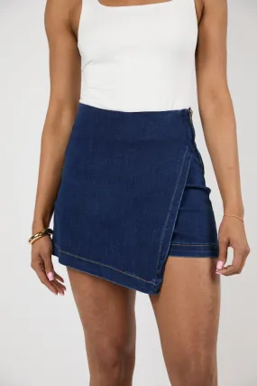 My Favorite Dark Wash Denim Skort,Women Skirts Comfort