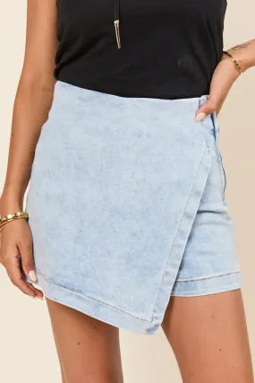My Favorite Light Wash Acid Wash Denim Skort,Women Skirts Comfort