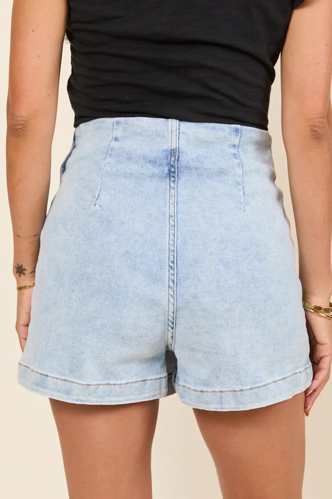 My Favorite Light Wash Acid Wash Denim Skort,Women Skirts Comfort