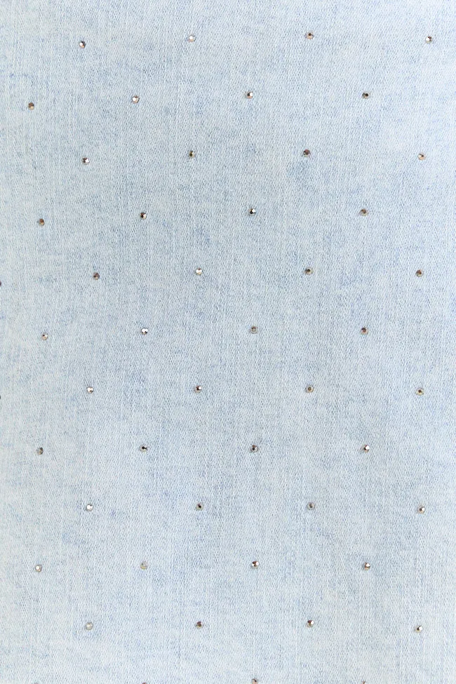 My Favorite Light Wash Rhinestone Studded Denim Skort,Women Skirts Comfort