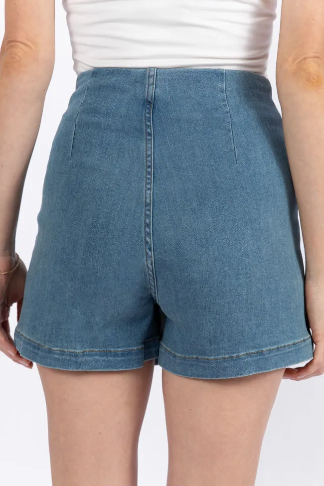 My Favorite Medium Wash Denim Skort,Women Skirts Comfort