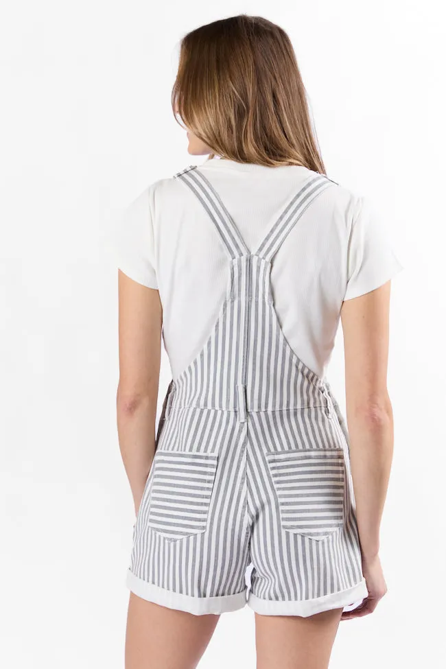 My Favorite Relaxed Stripe Stretchy Shorts Overalls,Women Shorts
