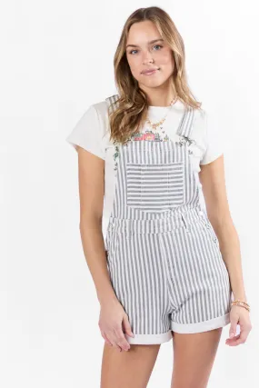 My Favorite Relaxed Stripe Stretchy Shorts Overalls,Women Shorts