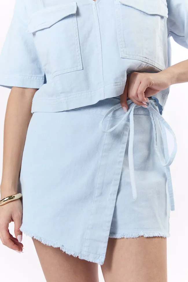 New Ways Ice Blue Wrap Skort,Women Skirts Comfort