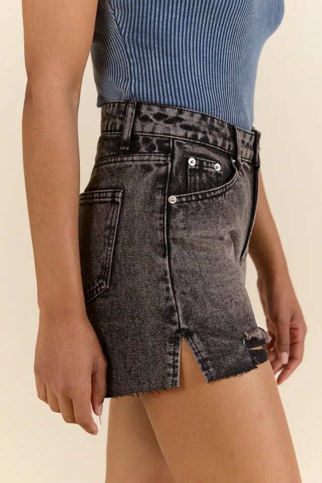 Night Rhythm Black Wash Distressed Denim Shorts SALE,Women Shorts