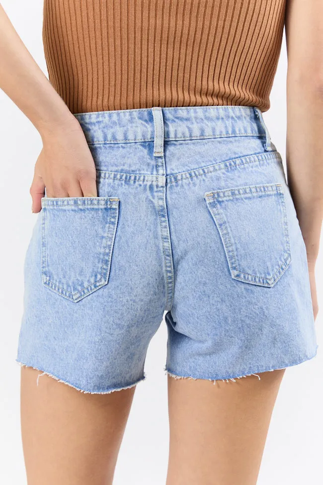 Nights Abroad Light Wash Distressed Denim Shorts SALE,Women Shorts