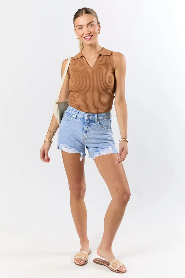 Nights Abroad Light Wash Distressed Denim Shorts SALE,Women Shorts