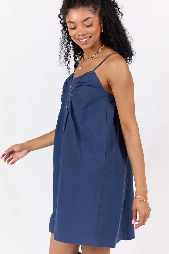 No Looking Back Navy Button Front Dress,Daily Outfit
