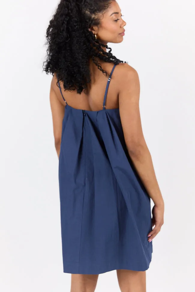 No Looking Back Navy Button Front Dress,Daily Outfit
