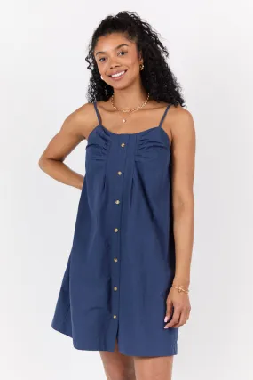 No Looking Back Navy Button Front Dress,Daily Outfit