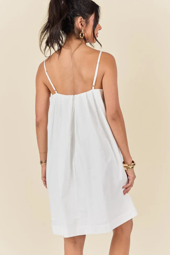 No Looking Back White Button Front Mini Dress,Daily Outfit