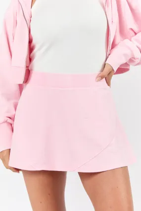 One On One Pink Fleece Skort,Women Skirts Comfort