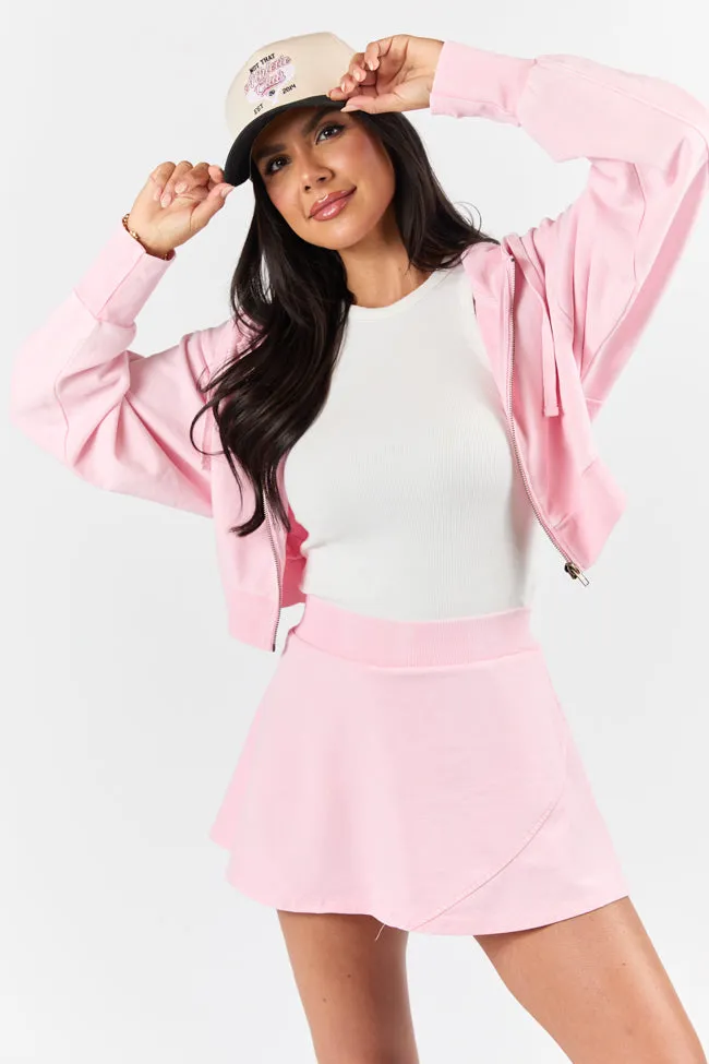 One On One Pink Fleece Skort,Women Skirts Comfort