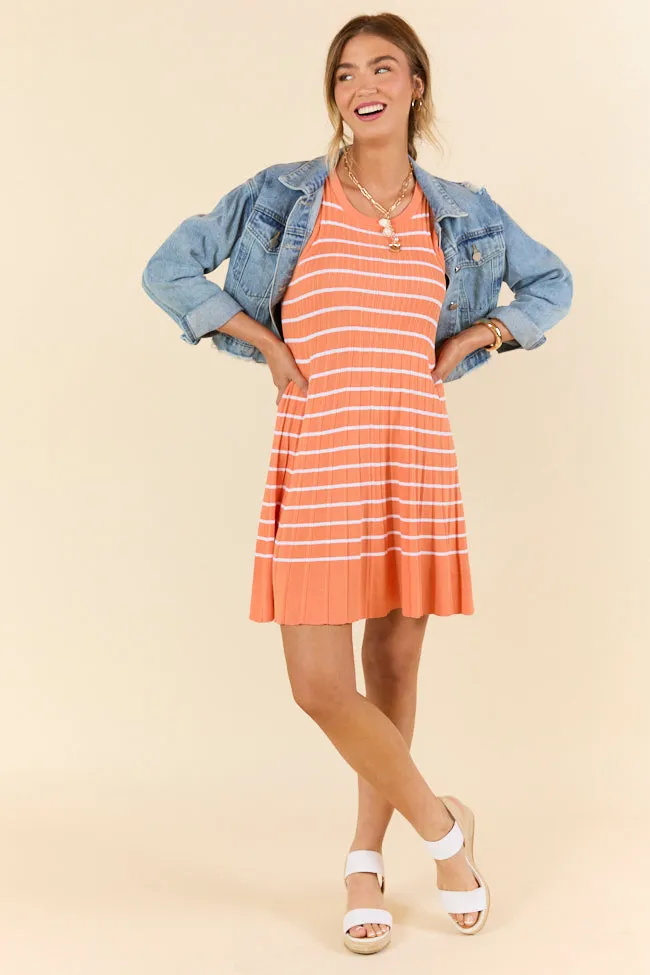 Orange Crush Stripe Tank Sweater Dress,Daily Outfit