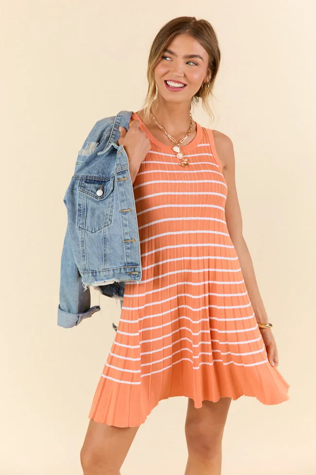 Orange Crush Stripe Tank Sweater Dress,Daily Outfit
