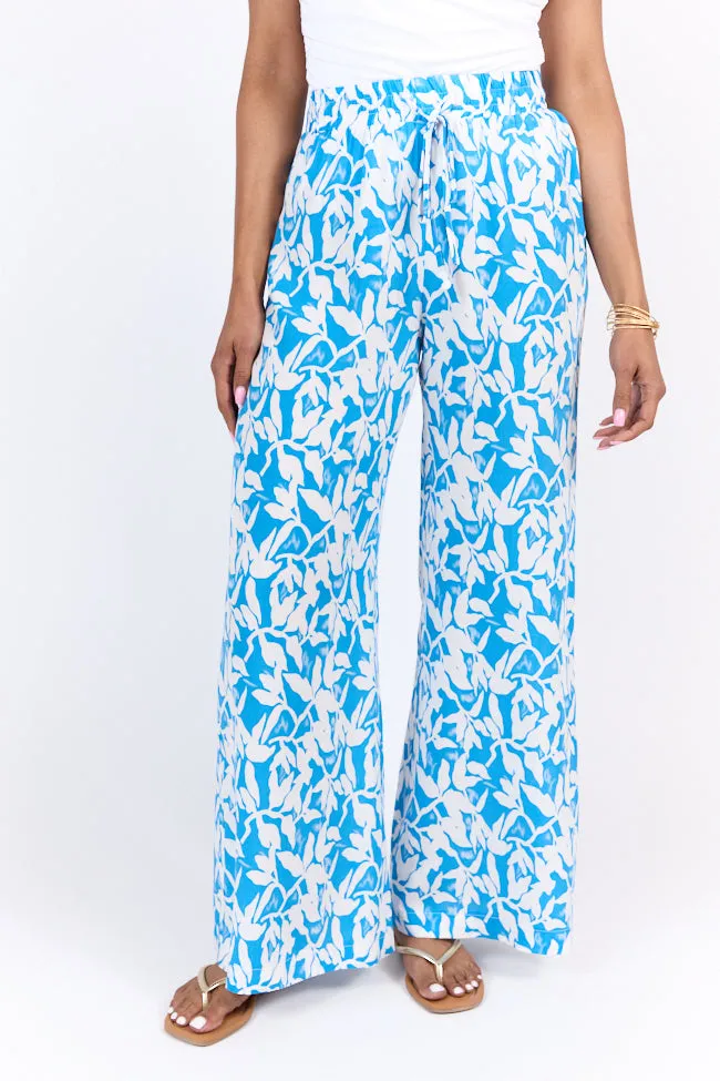 Paddle Out Blue Printed Pull On Pants,Women Pants