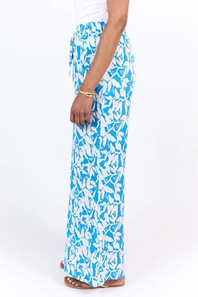 Paddle Out Blue Printed Pull On Pants,Women Pants