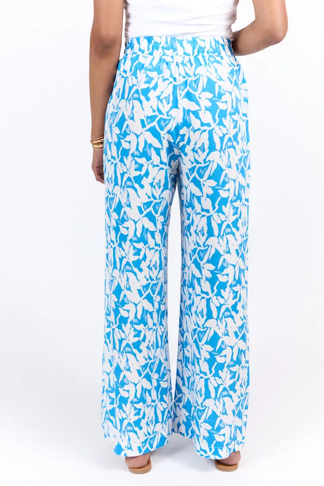 Paddle Out Blue Printed Pull On Pants,Women Pants